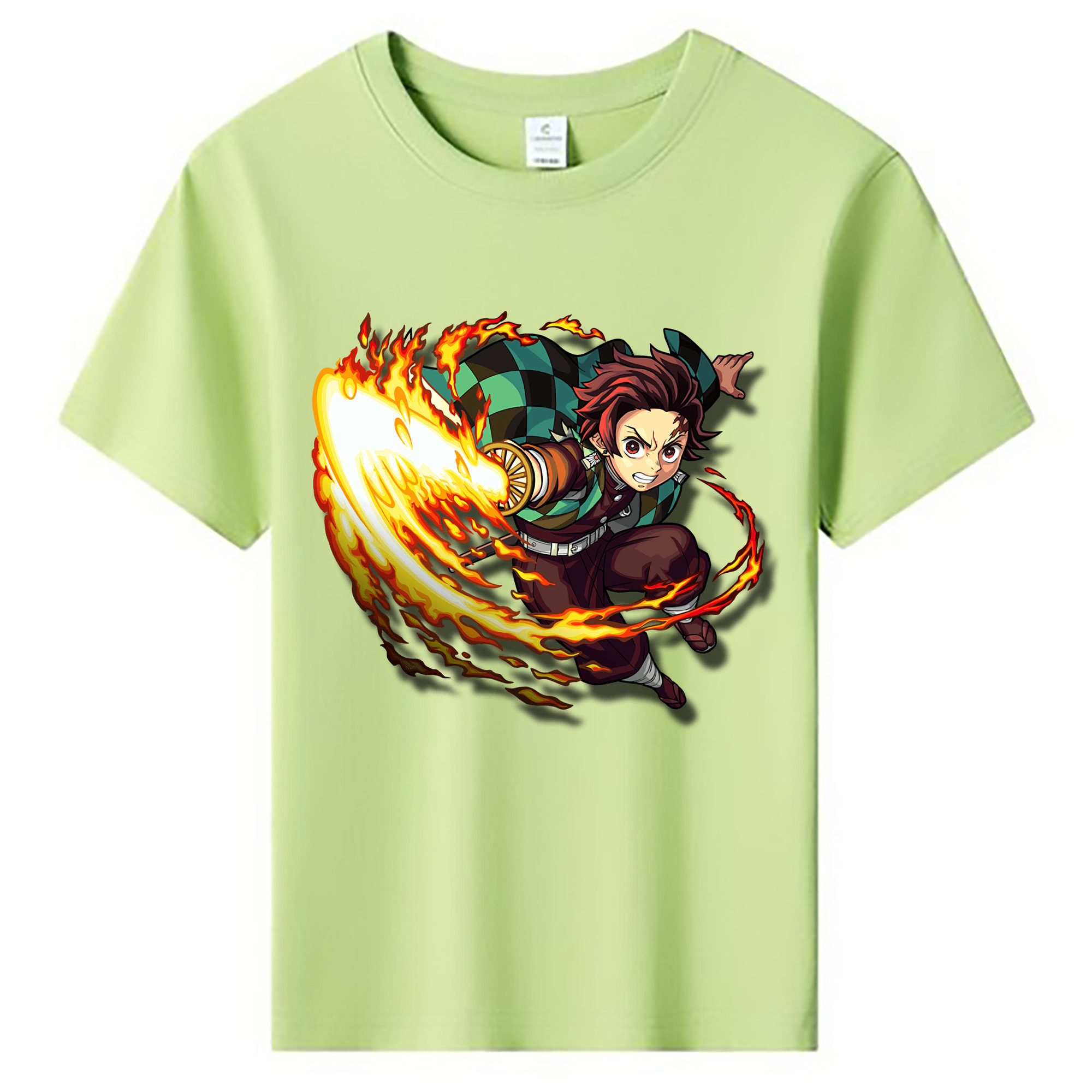 （画像用） 鬼滅の刃 竈門 炭治郎／かまど たんじろう Kamado Tanjirou 綿100％キッズTシャツ（フロントプリント）